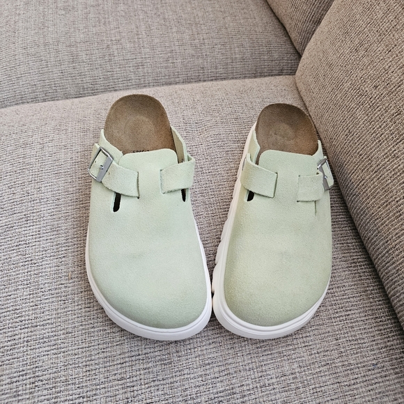 Birkenstock Boston Chunky Suede Leather - Faded Lime - Picture 3 of 7